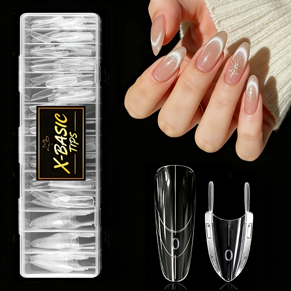 TEMU 120pcs -basic Tips Almond-shaped Nail Extension Molds Suitable For Diy Nail Art, Suitable For & Salon Use, 15 Size Pre-made Nail Tips With No