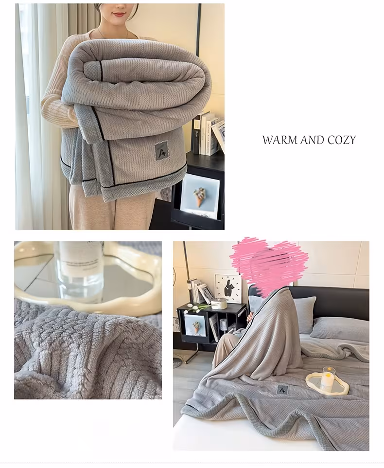 1pc traditional style reversible carved velvet throw blanket friendly warm thick knitted for autumn winter multipurpose polyester 100 quilted blanket for nap sofa office machine washable solid pattern space theme 450 500gsm Product details 11