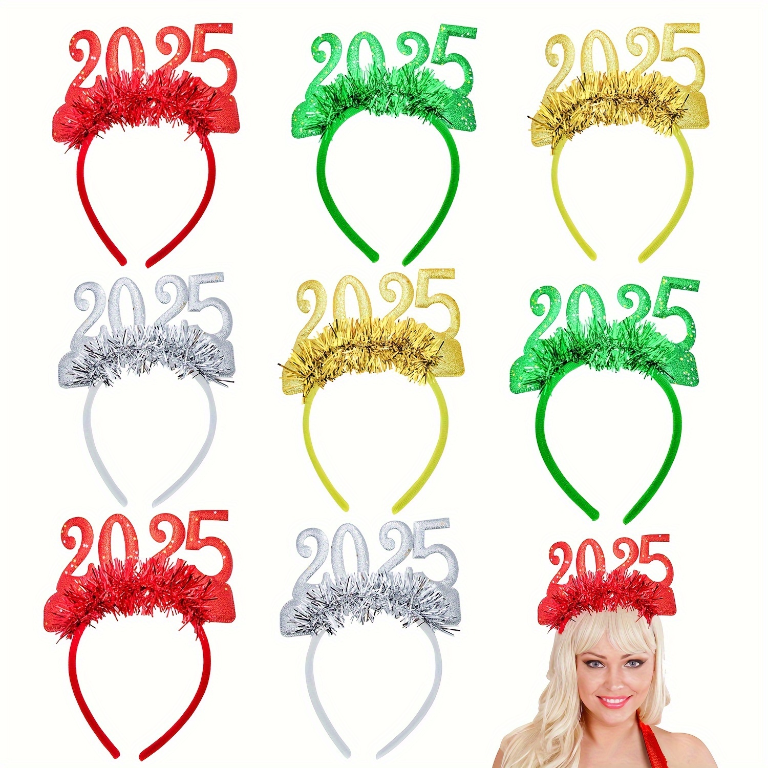 

4pcs Christmas Headbands 2025 New Sequins Christmas Headbands 2025 Hairband For Women Decoration