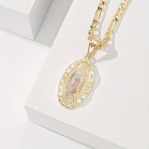 elegant 14k gold plated necklace elegant oval pendant jewelry perfect gift for easter christmas and special occasions religious jewelry