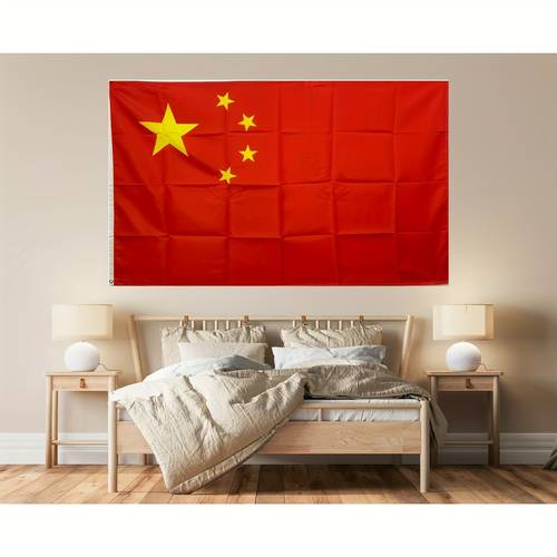 jit1pc chinese flag measuring 3x5 feet or 90x150 cm made from durable material featuring single sided printing double stitched for strength resistant to fading with 2 brass grommets ideal for decorating rooms gardens homes