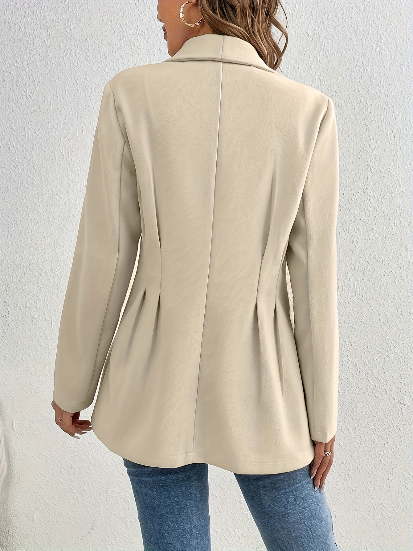 Alternative view of Blazer elegante de color beige para mujer con detalles de botones - Manga larga, ajuste suelto, chaqueta de…