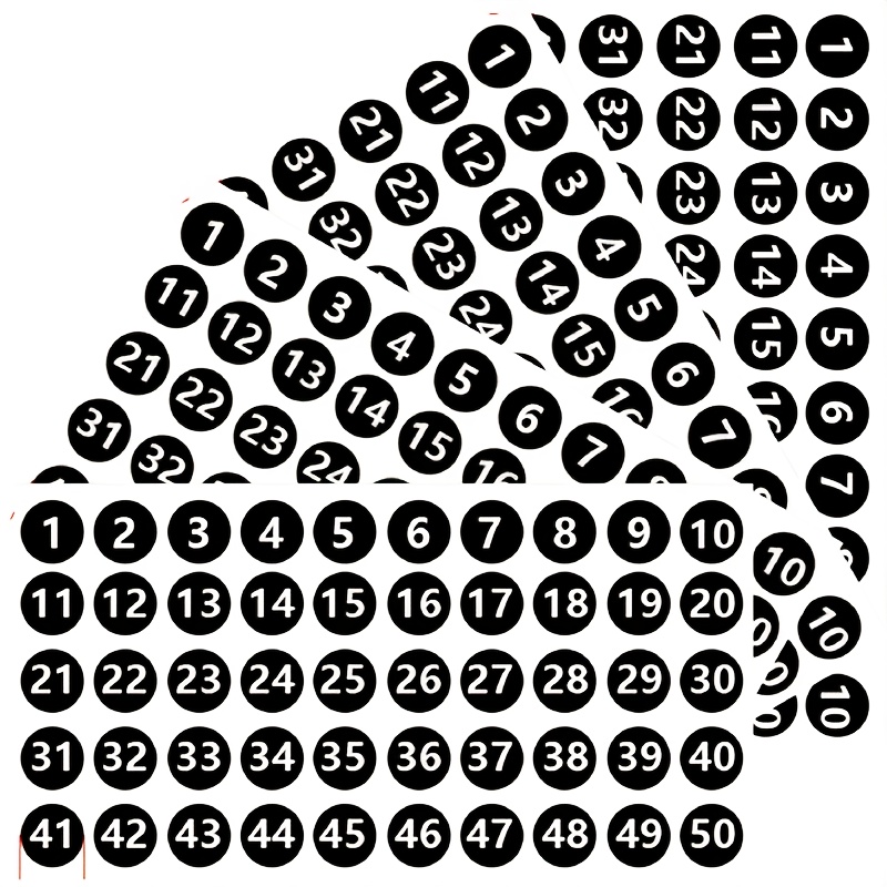 Image of 1-inch Circular Numbered Stickers 1-50, 4-pack Set, 200pcs In Total, Pvc Labels, Optional Tools, Parts Box Files, Inventory Classification And Organization