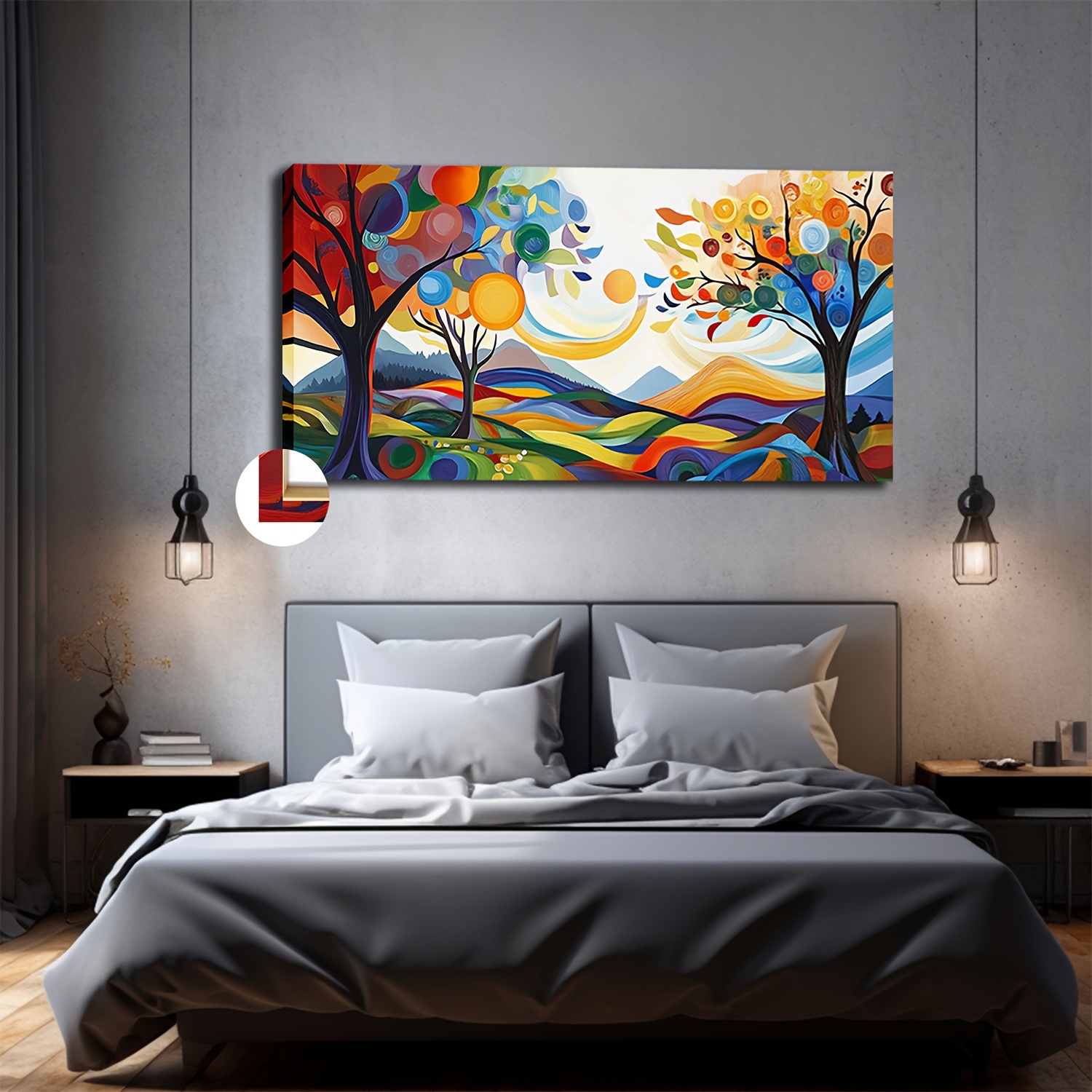 TEMU con cornice, decorazione per la casa, grande dimensione con ad olio di decorazione con cornice, albero astratto , 20x40 pollici e 50x100 cm per