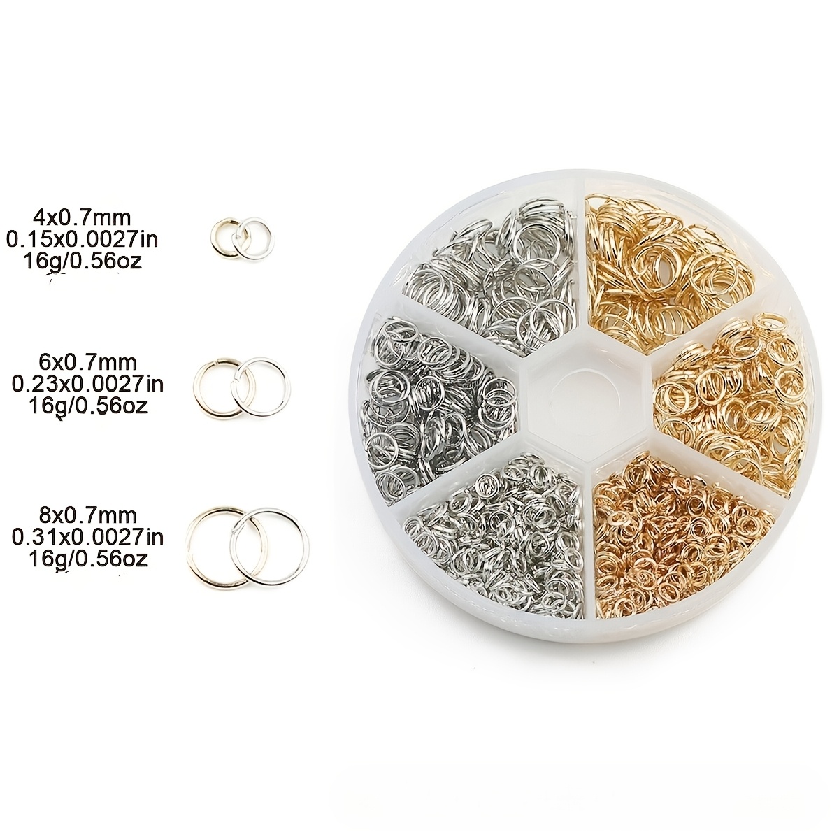 E-shop 1200 Stück Multi-Größen Offene Biegering Set, Einzelne Offene O-Ringe, Geeignet für Handgefertigte Schmuck Verbindungs- und