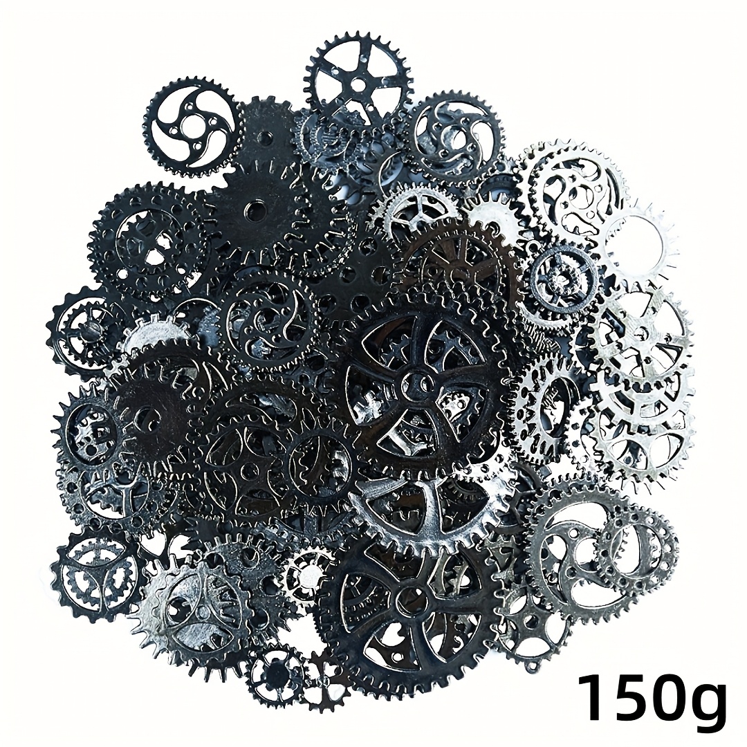 Image of 50/100/150g All Kinds Of Vintage Gun Black Metal Steampunk Gear Pendant Clock Watch For Diy Earrings, Bracelets, Anklets, Necklaces, Bag Accessories, Pendant Accessories