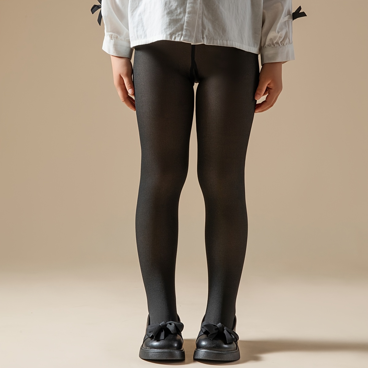 1pc Girls' Thermal Leggings Thickened Fleece-Lined Tights for  Fall/Winter, Black Sheer Skin-Friendly Fit Stylish Design for