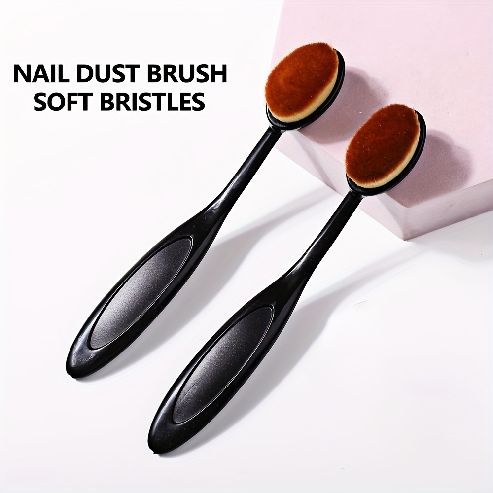 

1pc Brosse à Poussière Ergonomique pour Ongles avec Poils - Brosse à Poils à Long Manche Noir pour Ongles en Acrylique & Gel UV - Parfaite pour la Préparation de Manucure & Pédicure, Douce pour