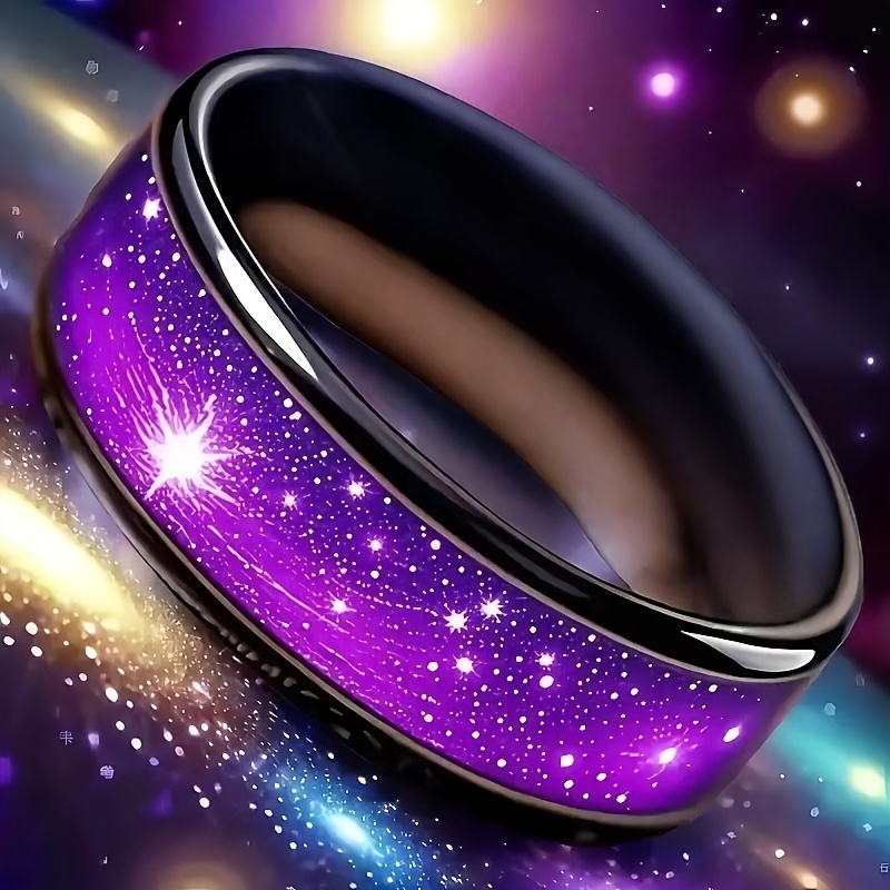 Starry Sky Meteorite Glitter Ring with Deep Purple-Blue Gradient