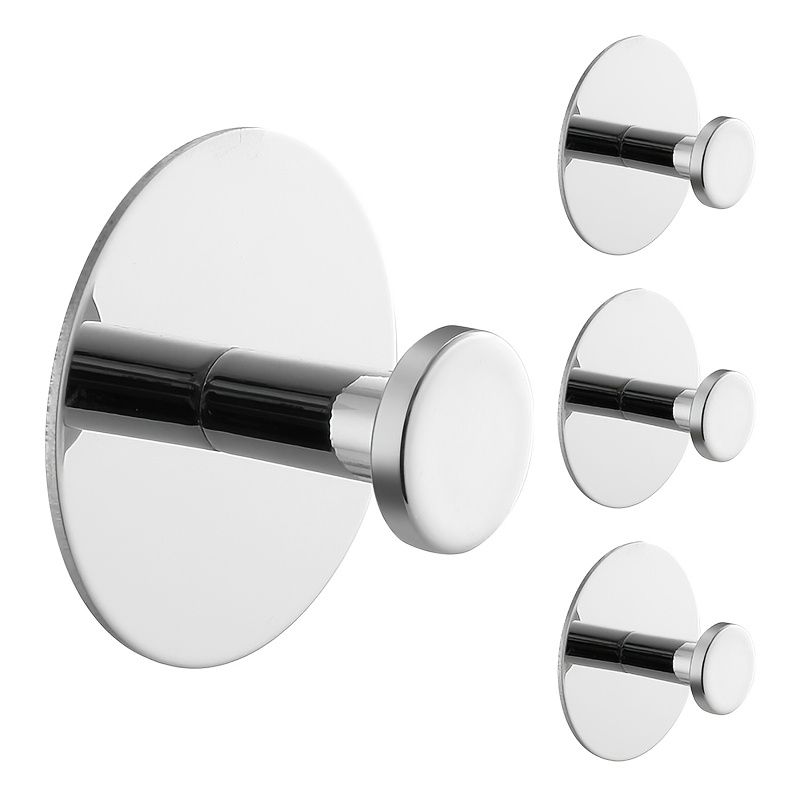 4/6/8pcs Rust-proof Heavy-duty Adhesive Hooks - Secure Fixing, Stainless Steel Wall Mount Rack, -coated Towel Hook Holder, For Bathroom, Kitchen, And Bedroom Wall Mounting - No Drilling Required