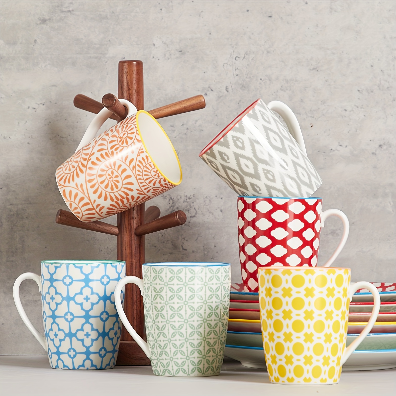 12oz coffee mug set 6 microwave safe ceramic cups - Temu