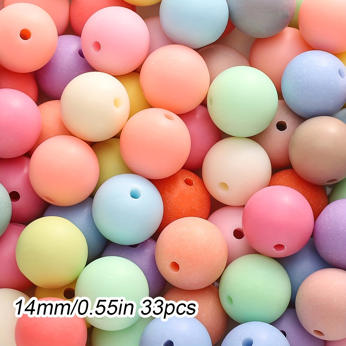 Image of 22-500pcs Vibrant Mixed Color Matte Acrylic Beads - Diverse 6/8/10/12/14/16mm Sizes, Perfect For Bracelet Necklace Earring Jewelry Making, Craft Supplies Beading Decorations