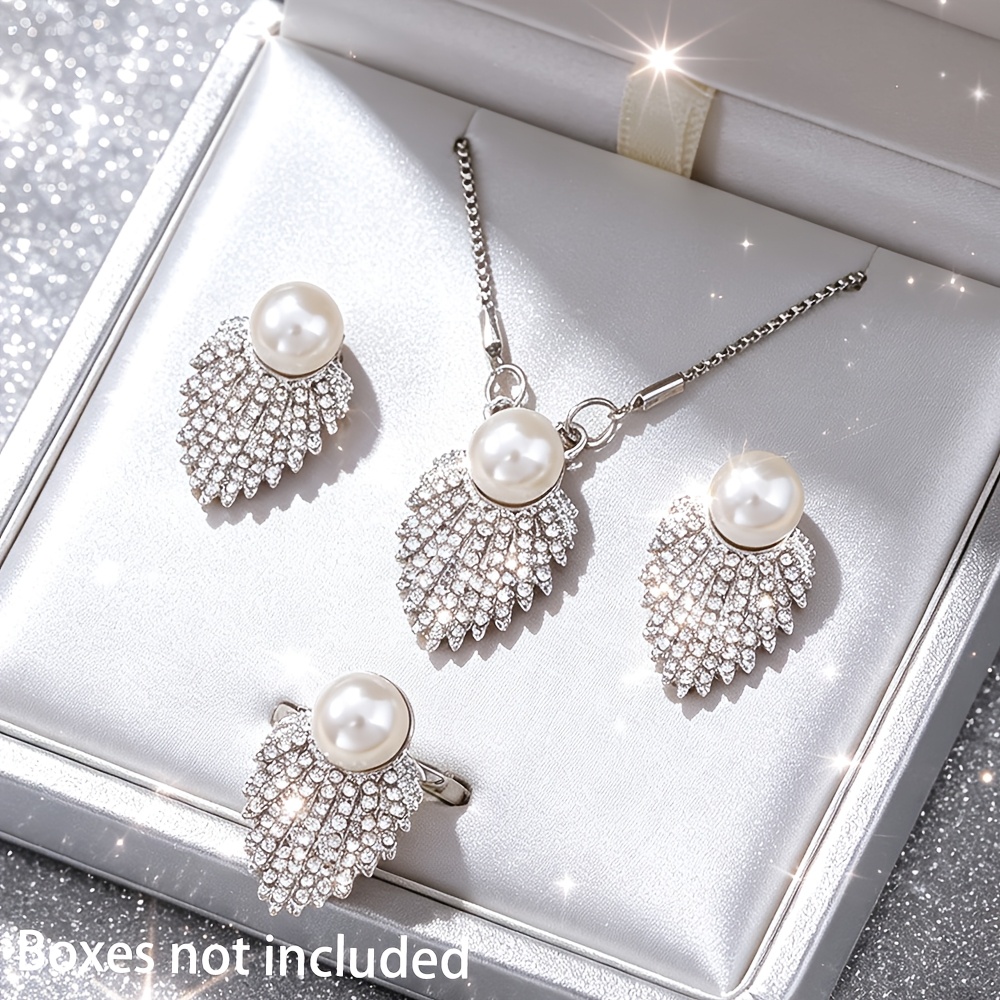 TEMU 4pcs Women's Set, 1pc Pendant Necklace And 1pc Ring And 2pcs Earrings Birthday Valentine's Day Christmas Exquisite Gifts