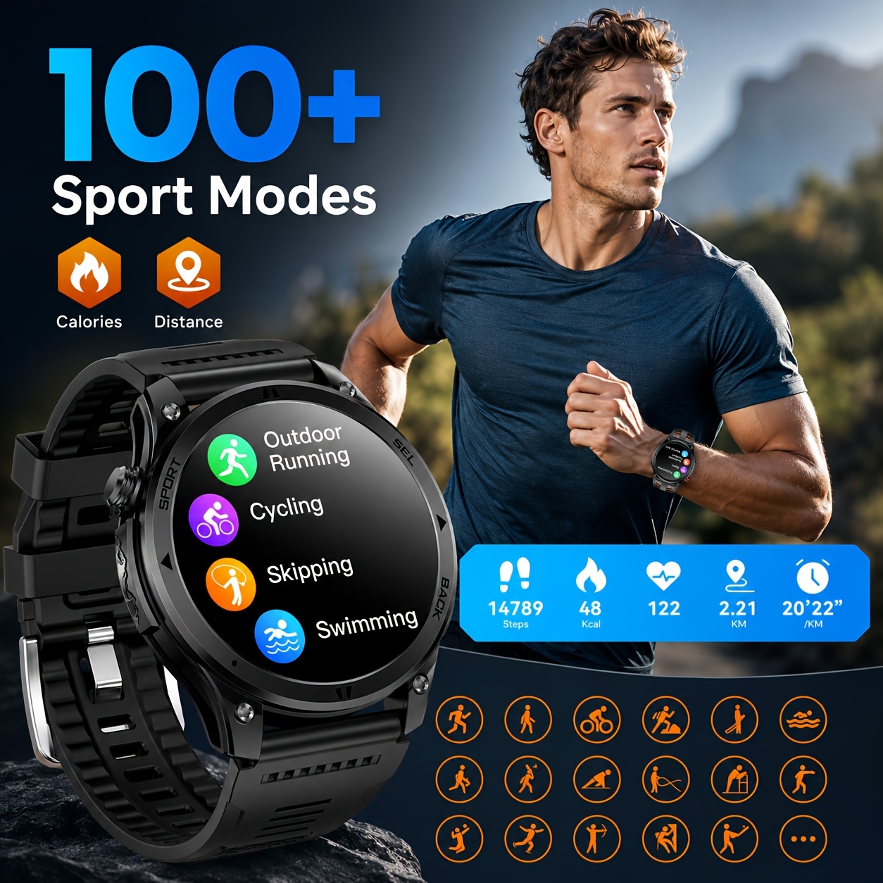 Men's Outdoor Smartwatch with GPS and Compass Function