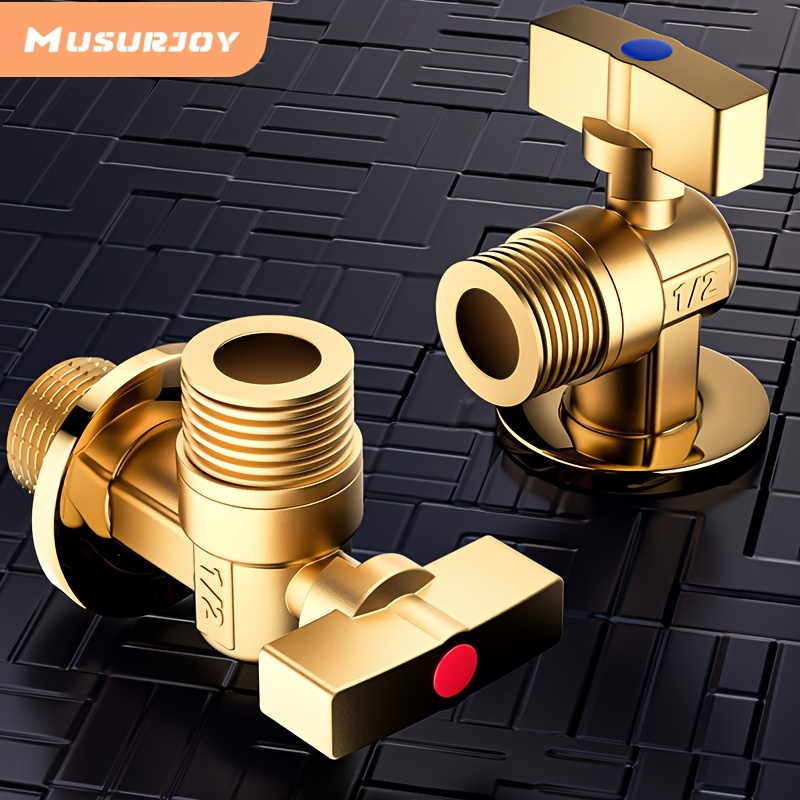 

Musurjoy 2pcs Full Copper Outlet T Stop Valve - G1/2 Calibre Angle Valve For Bathroom Toilet Kitchen Sink Toilet Water Heater And , Valentine's Day - Easter - Back To Gifts