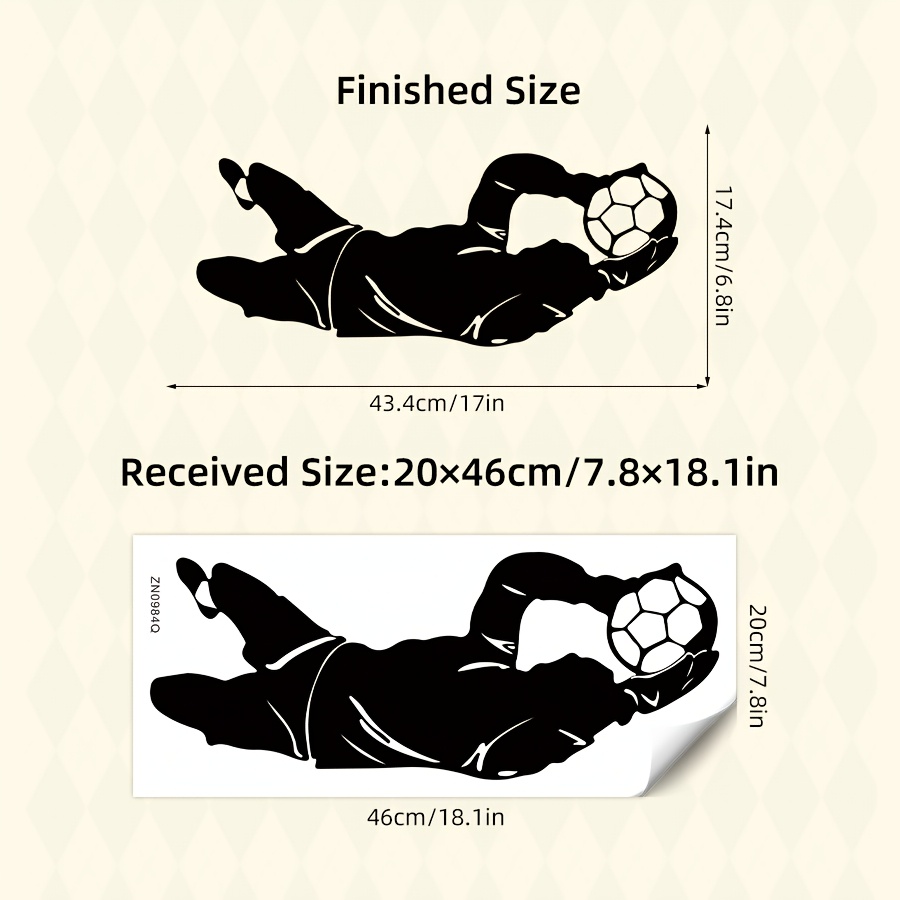 Image of 1pc Football Goalkeeper Silhouette Pattern Stickers, Home Decor Bedroom Decoration Wall Decals Living Room Background