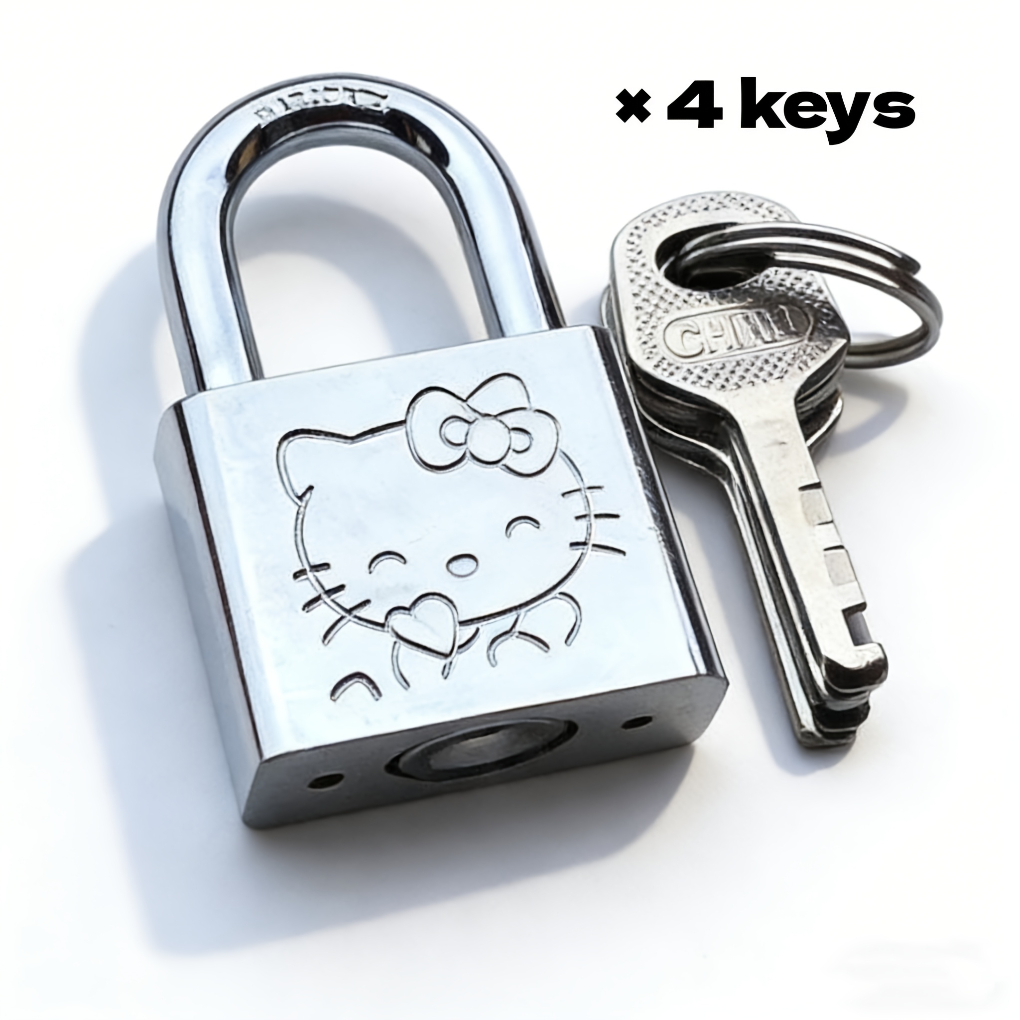 TEMU Hello Kitty Cartoon Cute Padlock With 4 Keys, Student Dormitory Cabinet Home Door Lock, Wardrobe Cabinet Lock Cute Little Lock Head