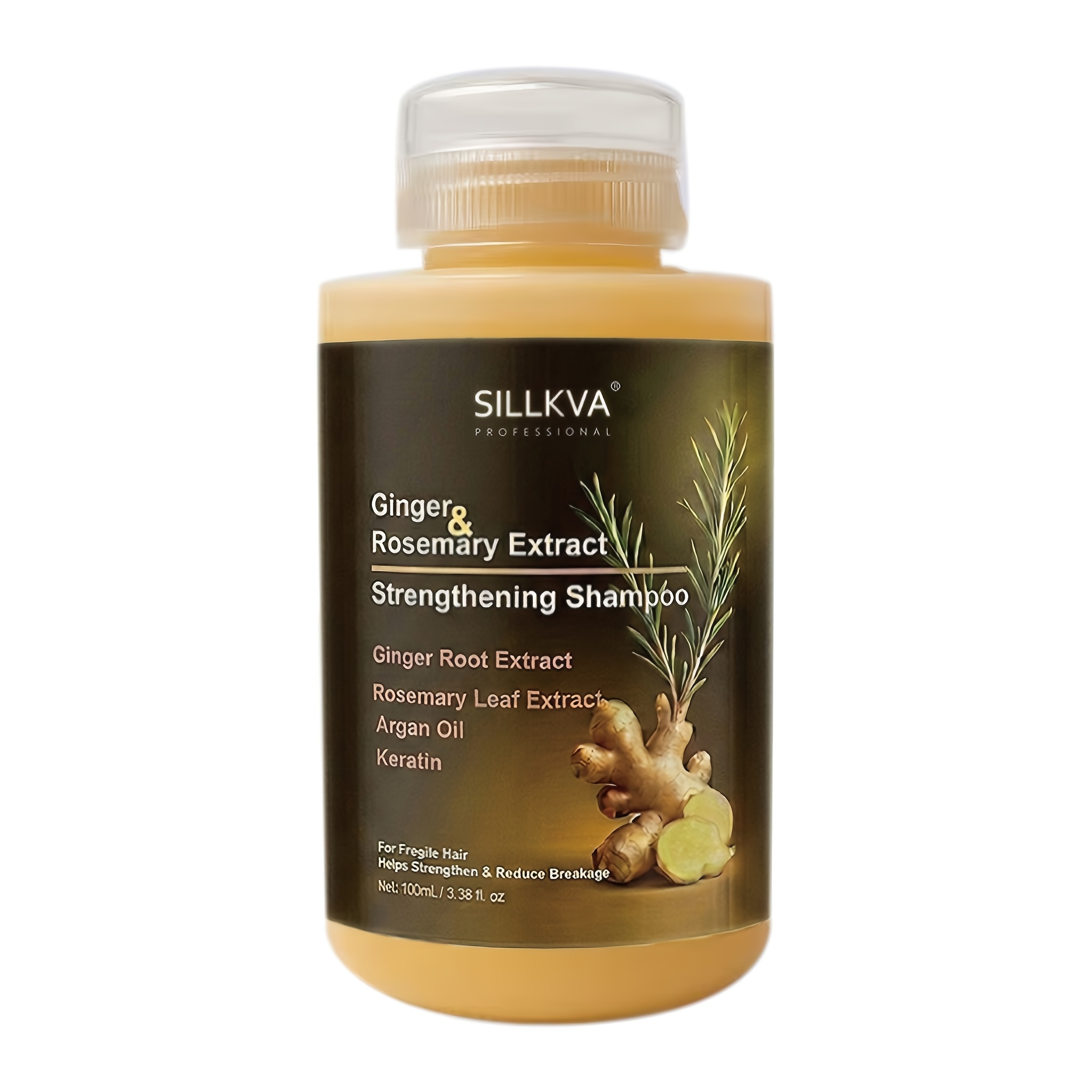 Sillkva Ginger & Rosemary Extract Shampoo 100g With Keratin & Argan Oil, Strengthens Hair, Prevents Breakage For Hair, Cleanses, Improves , Frizz & Split Ends, Soft, Smooth & Shiny, Shampoo For Hair