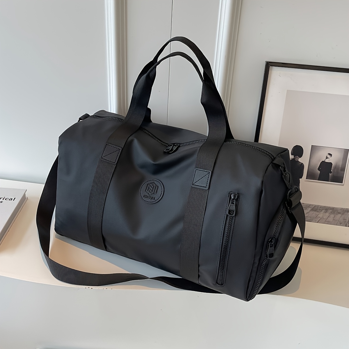 Image of Large Capacity Multifunctional Zip Travel Bag With Shoe Compartment, Adjustable Shoulder Strap, Portable Outdoor Travel And Vacation Luggage Bag