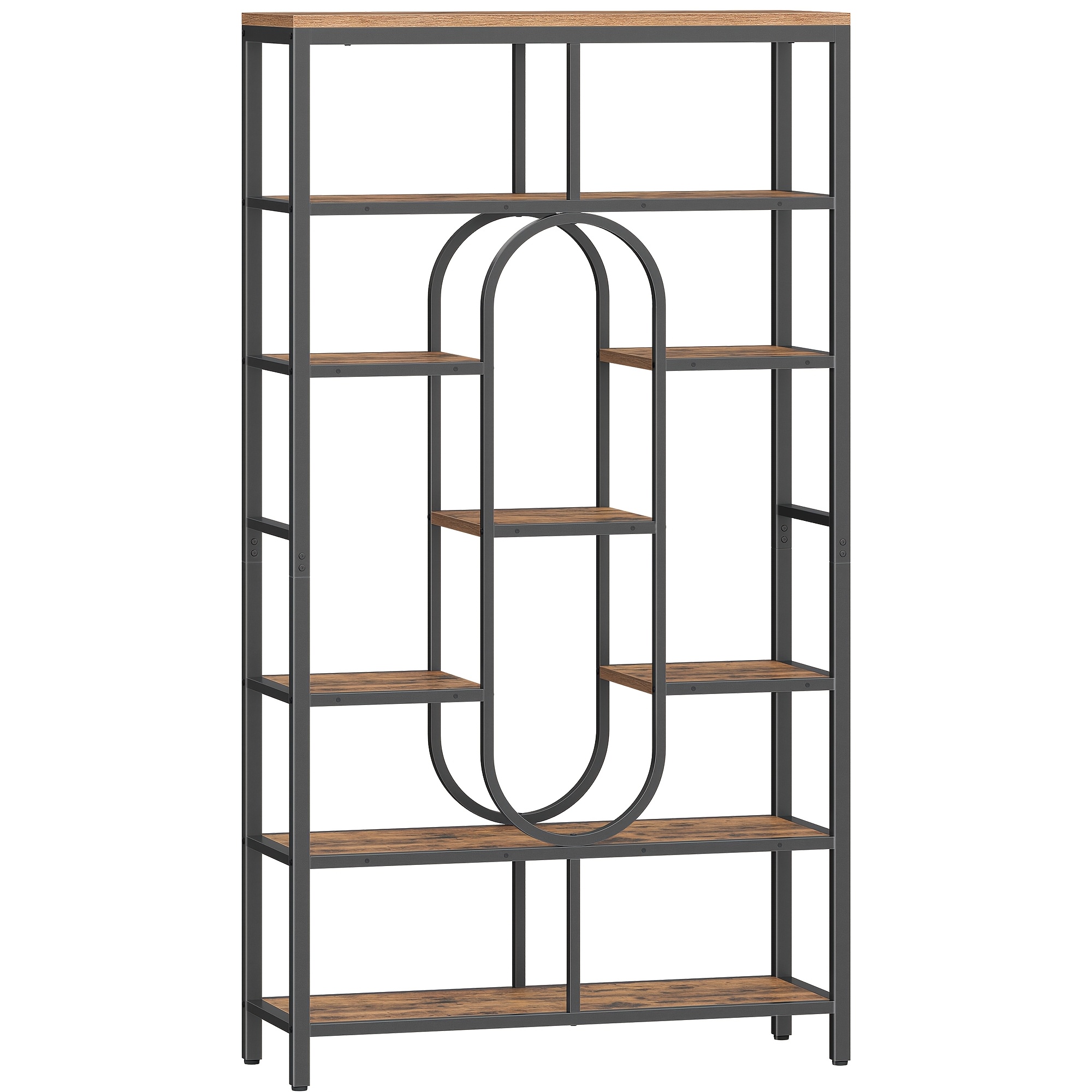 7-tier Bookshelf, Standing Display Unit With 9 Shelves, Serves As A Room Divider For Study, Living Room, Office, Or Bedroom, Dimensions 30 X 100 X 180 Cm, In A -black End