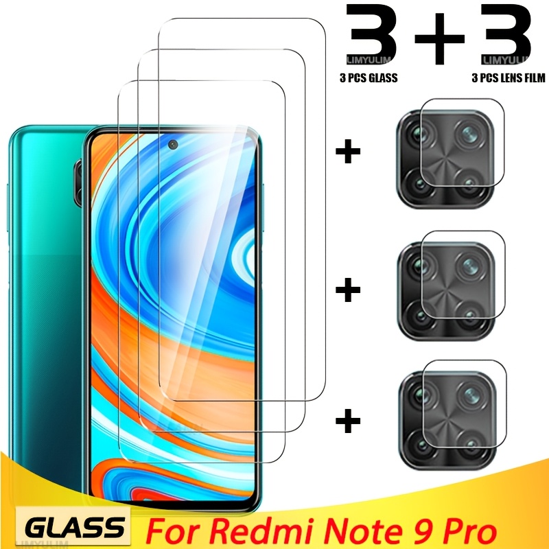 TEMU (3 3)for Redmi Note 9 Pro Full Cover Screen Protector For Redmi Note 9 Pro Tempered Glass For Redmi Note 9 Pro Lens Film