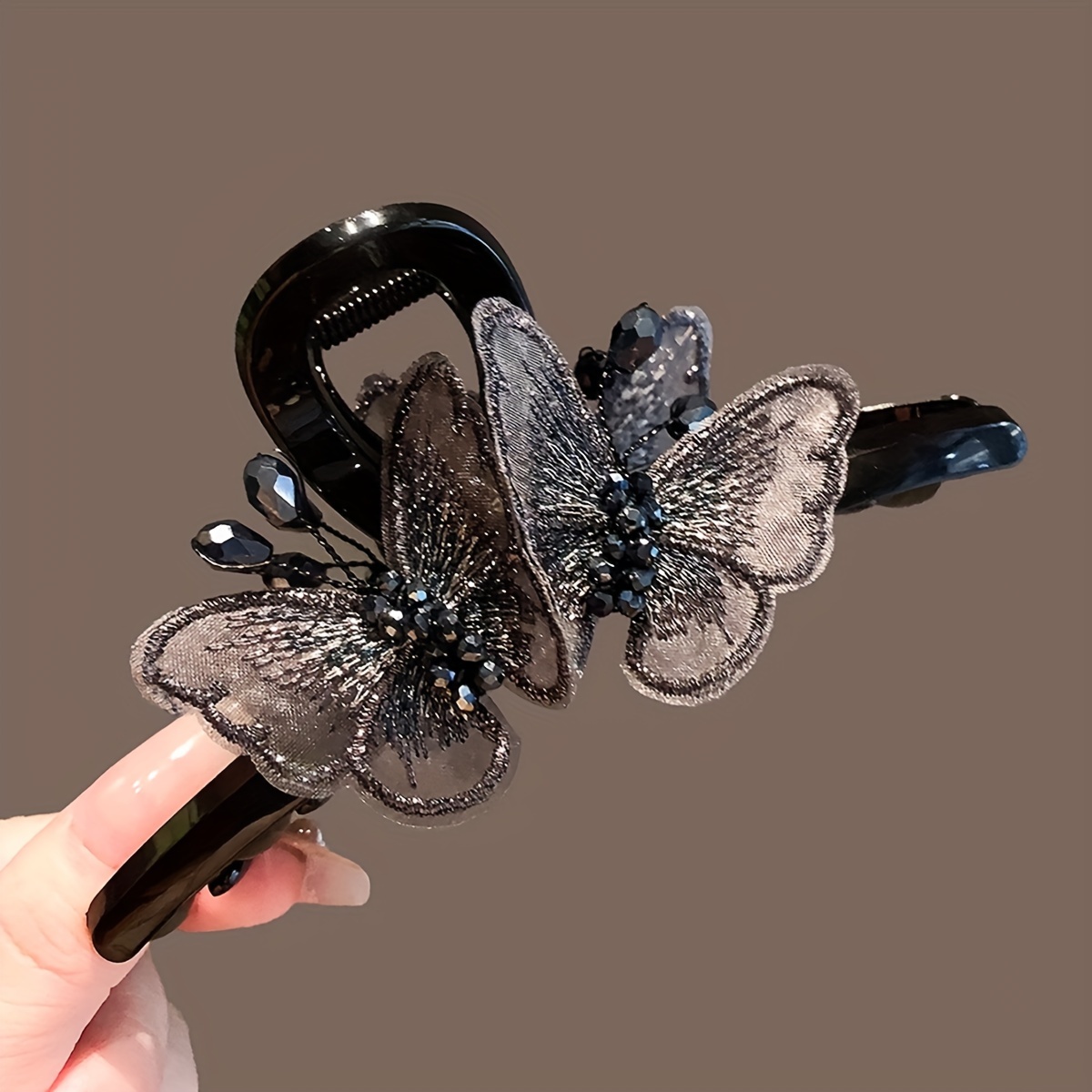 TEMU Butterfly Hair Claw Clip With Rhinestone Nonslip Hair Jaw Clip Strong Hold Hair Claw Clips Elegant Hair Accessories For Women