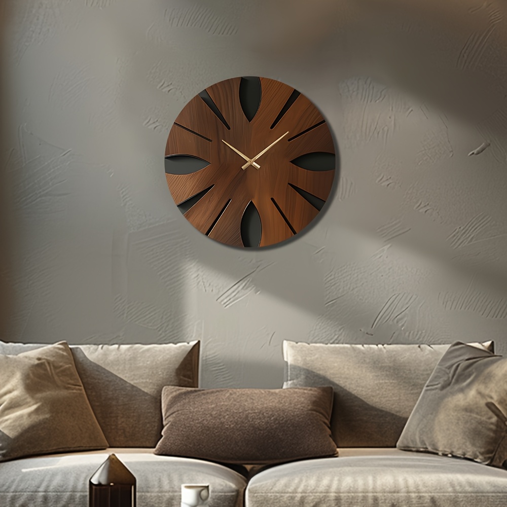 Decorative Wooden Round Wall Clock Artistic Silent Clock Battery Operated Decor for Home 14 16 18 inch Vintage Wooden Clock Home Decor for Kitchen, Living Room, Bedroom, Office