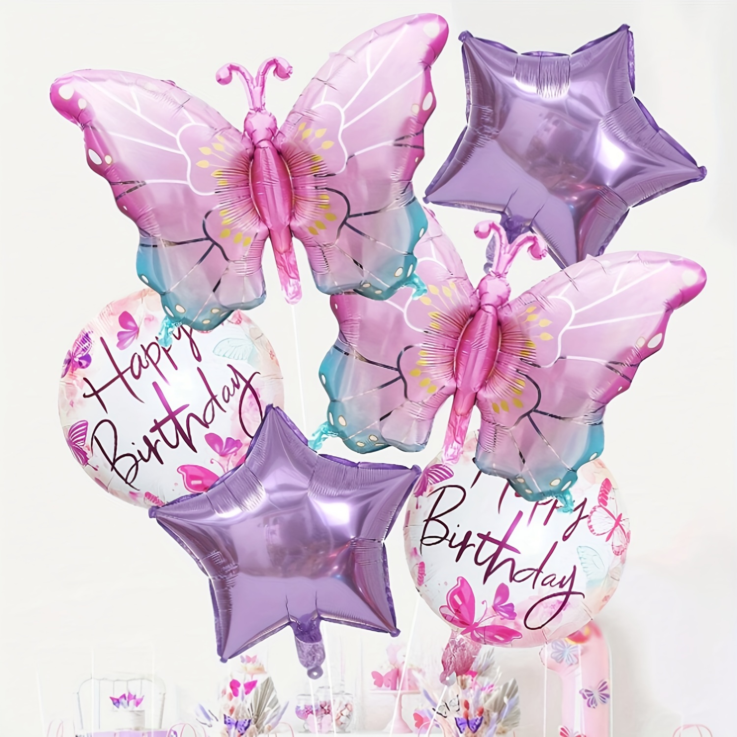 

Butterfly Foil Balloons 5 Pcs Set - Happy Birthday Decorations For Parties, Engagements, Weddings - Aluminum Film Helium Balloons For Teens 14+ & General Celebrations