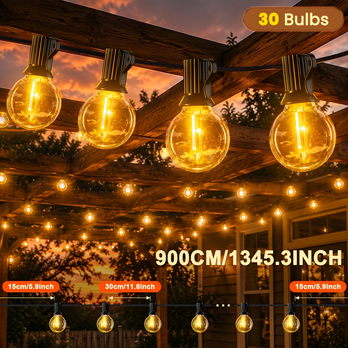 30m/9m/ Outdoor Led Fairy String Light With Plug Power, Ip44 Shatterproof Bulbs, Bright Enough To Decorate Party, Rooms, Balcony Indoor Lighting