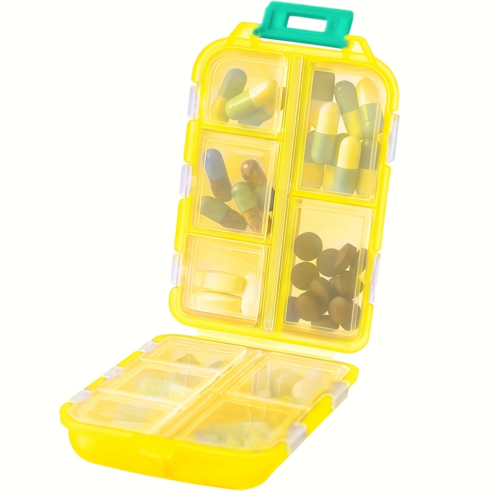 Travel Pill Organizer, 10-Compartment Compact Case
