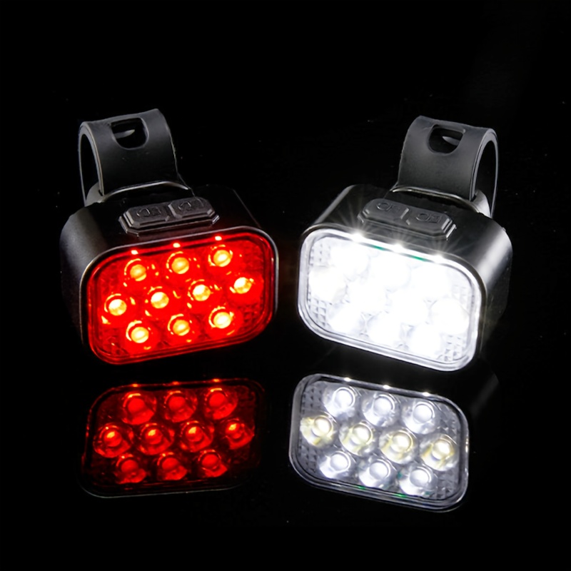 TEMU Type-c Rechargeable Led Bike Light Set With High , 8+9 For Bicycle Headlight And Tail Light, Suitable For Road, Mountain, Night Riding, , Without Battery