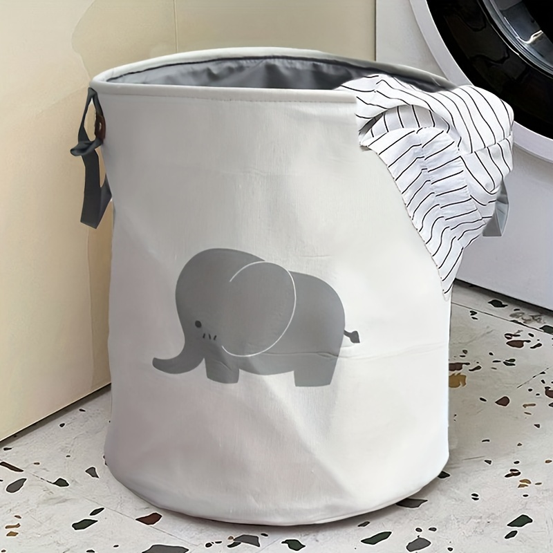 

Elephant-themed Waterproof Laundry Hamper - Foldable, Tall Storage Basket With Extended Handles For Clothes & Toys, Dorms And Homes, Shelf Baskets