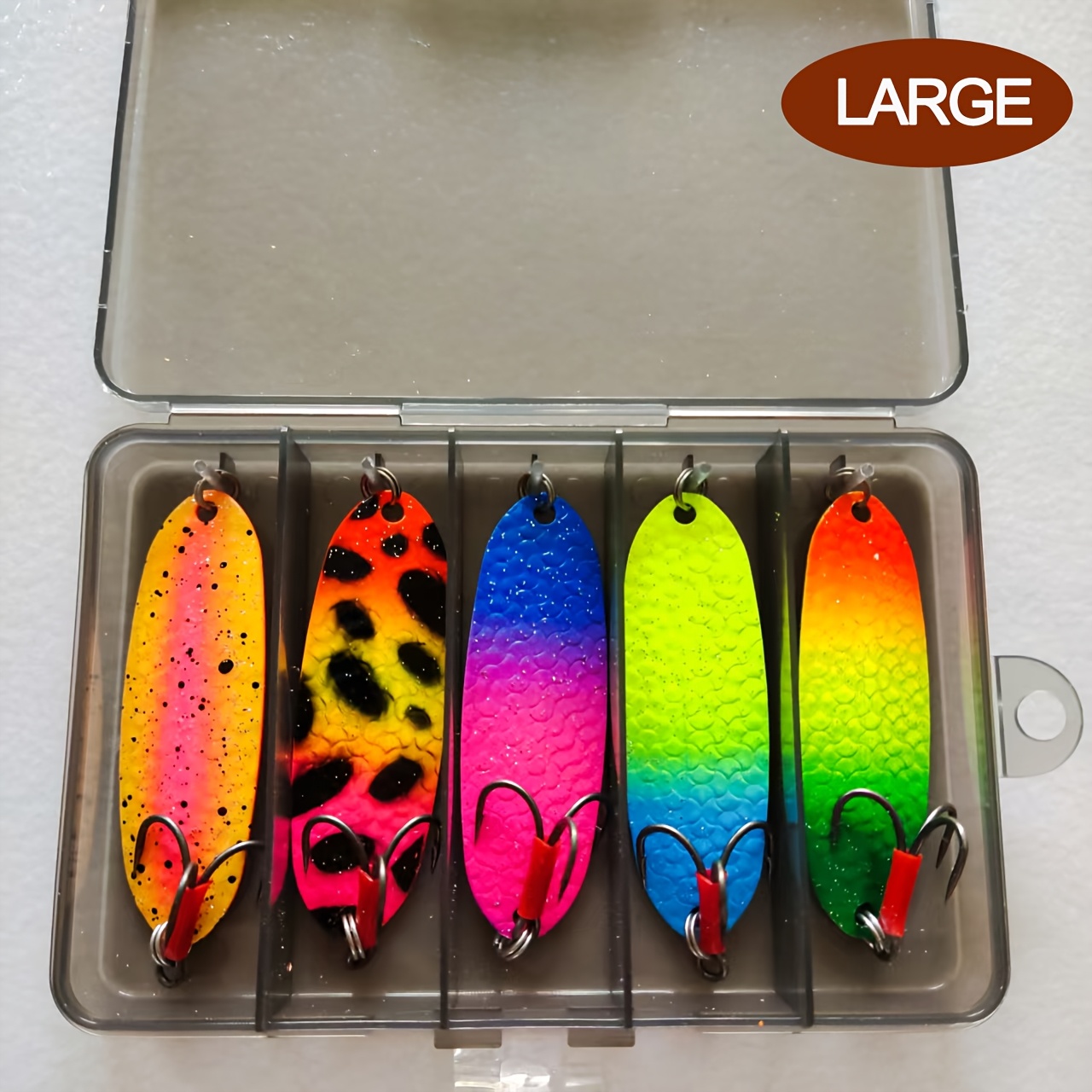 E-shop 5 Stück/Box, Metall-Pailletten-Set, Eisenplatte, rostfrei, drei Haken, Pailletten-Wurm, Barsch, Angelköder