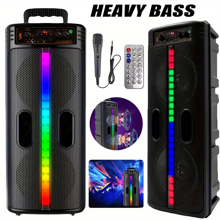 

Speaker System, Speakers With Remote Control And Microphone, Subwoofer With Heavy Bass, Outdoor Home Party Travel Lights