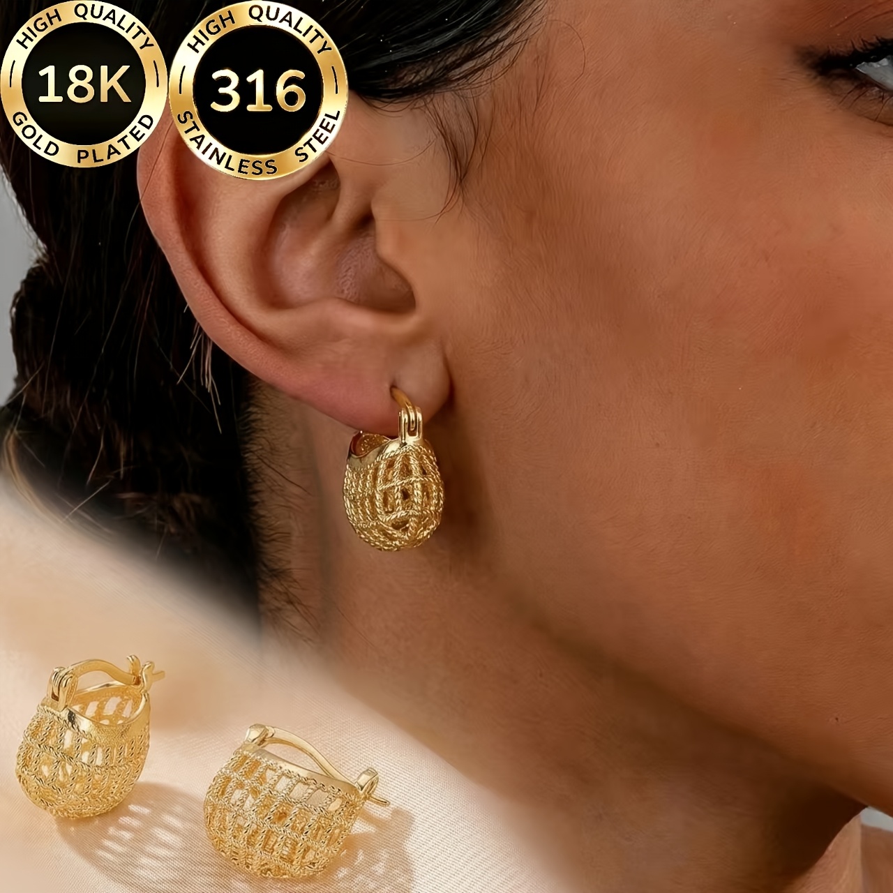Women's 18K Golden Plated Teardrop Earrings