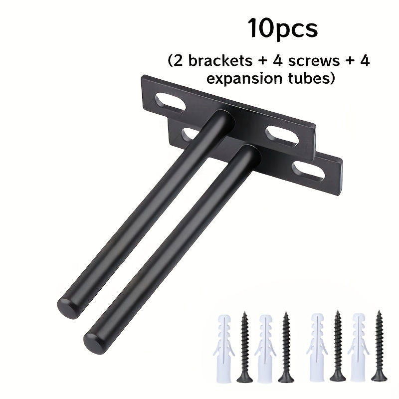 TEMU 10pcs Set Of T-shaped Invisible Shelves (including Screws And Expansion Tubes), Thickened Iron Craft, Hidden Installation For Premium Look,