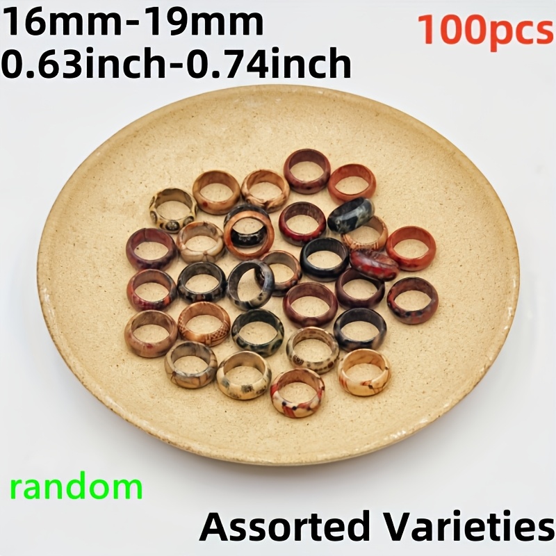 Image of 10//50/100pcs Round Printed Pattern Wooden Rings Size 16mm-19mm African Totem Ethnic Style Finger Band Rings Fashion Charm Jewelry Fashion Additions Wholesale Random Style