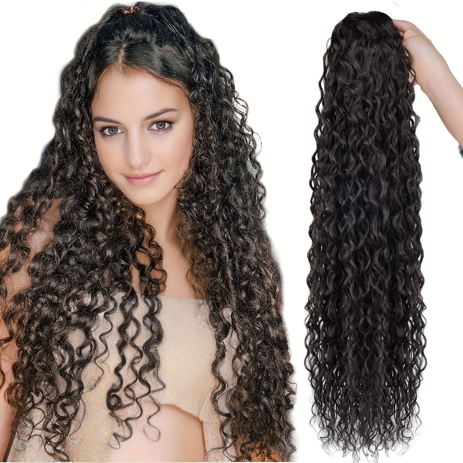 Long Curly Wavy tail Hair Extension Women Natural Temu Australia