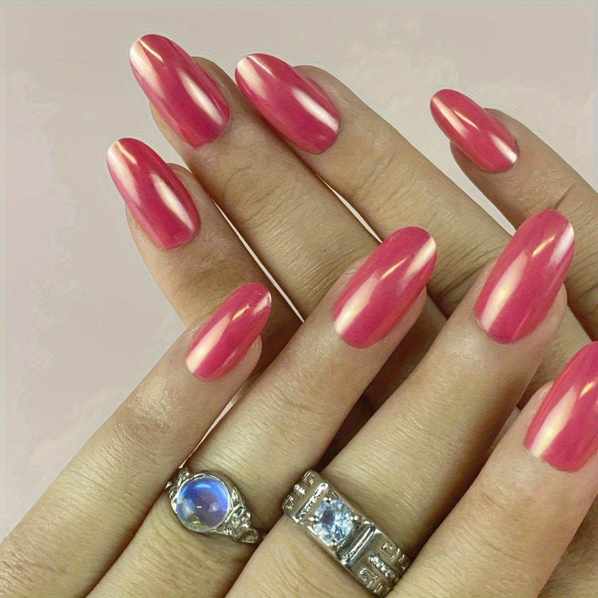 

24pcs Oval European And Fake Nails For Celebrities, Removable Nails With Jelly Glue Nail File