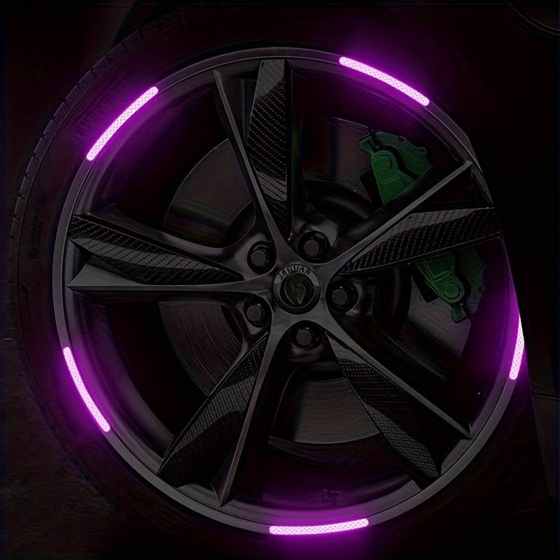 

20pcs/1pc Car Wheel Reflective Stickers, Creative Personality Tire Anti-collision Adhesive Strips, Motorcycle Electric Vehicle Stickers. Purple/pink