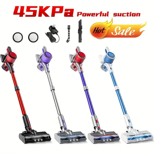 cordless vacuum cleaner rechargeable 45kpa powerful suction stick vacuum cleaners for home 8 in 1 lightweight vacuum cleaner with high speed brushless motor for hardwood floors carpets
