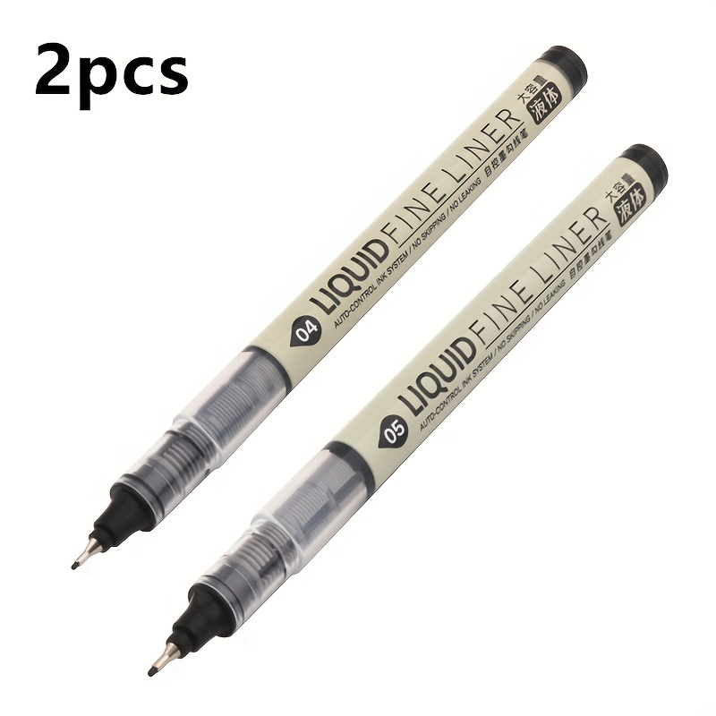 TEMU 2 stylos à encre liquide à pointe fine de haute qualité pour dessiner des noirs, stylos à encre liquide pour et stylos à encre liquide pour