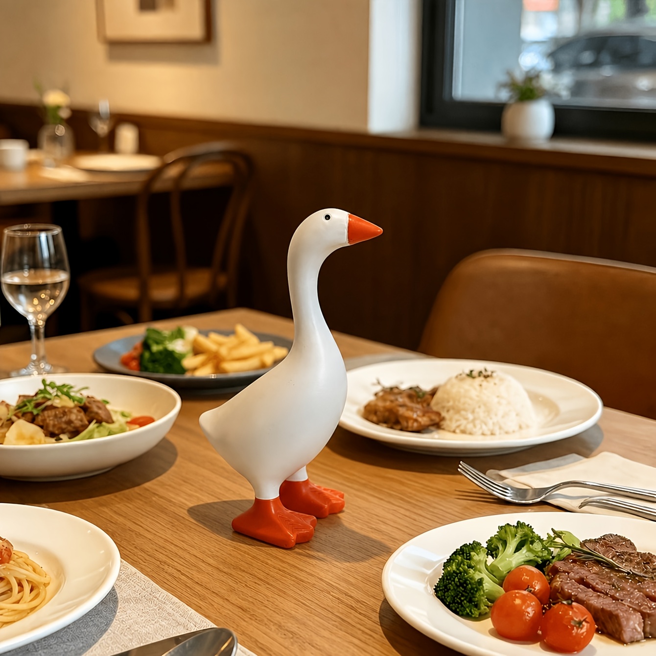 TEMU 1pc Premium Desk Goose Statue - Resin Desktop Goose With Magnetic Beak For Storage, Interesting Office Table Goose Decoration, Suitable For Bathroom, Kitchen, Dormitory, Garden Decoration Porch
