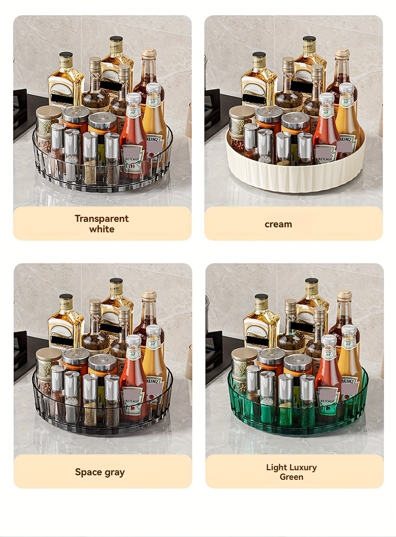 1pc light luxury rotating storage rack kitchen turntable transparent seasoning bottle spice rack living room desktop storage box details 9