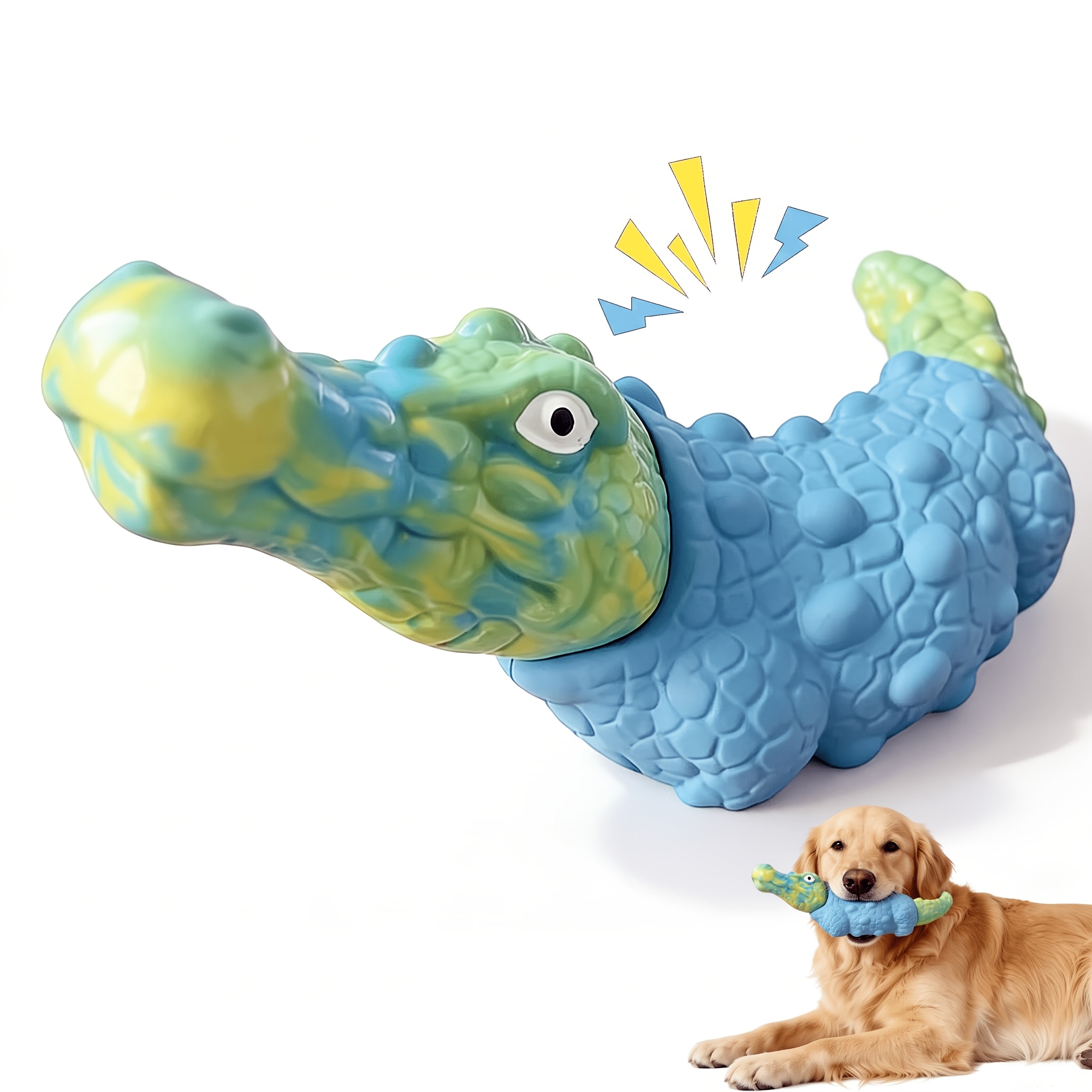 TEMU Tough Alligator Dog Chew Toy, Durable Rubber And Nylon Dog Toy For Aggressive Chewers, Indestructible Heavy Duty Toys For Medium To Large Dogs,
