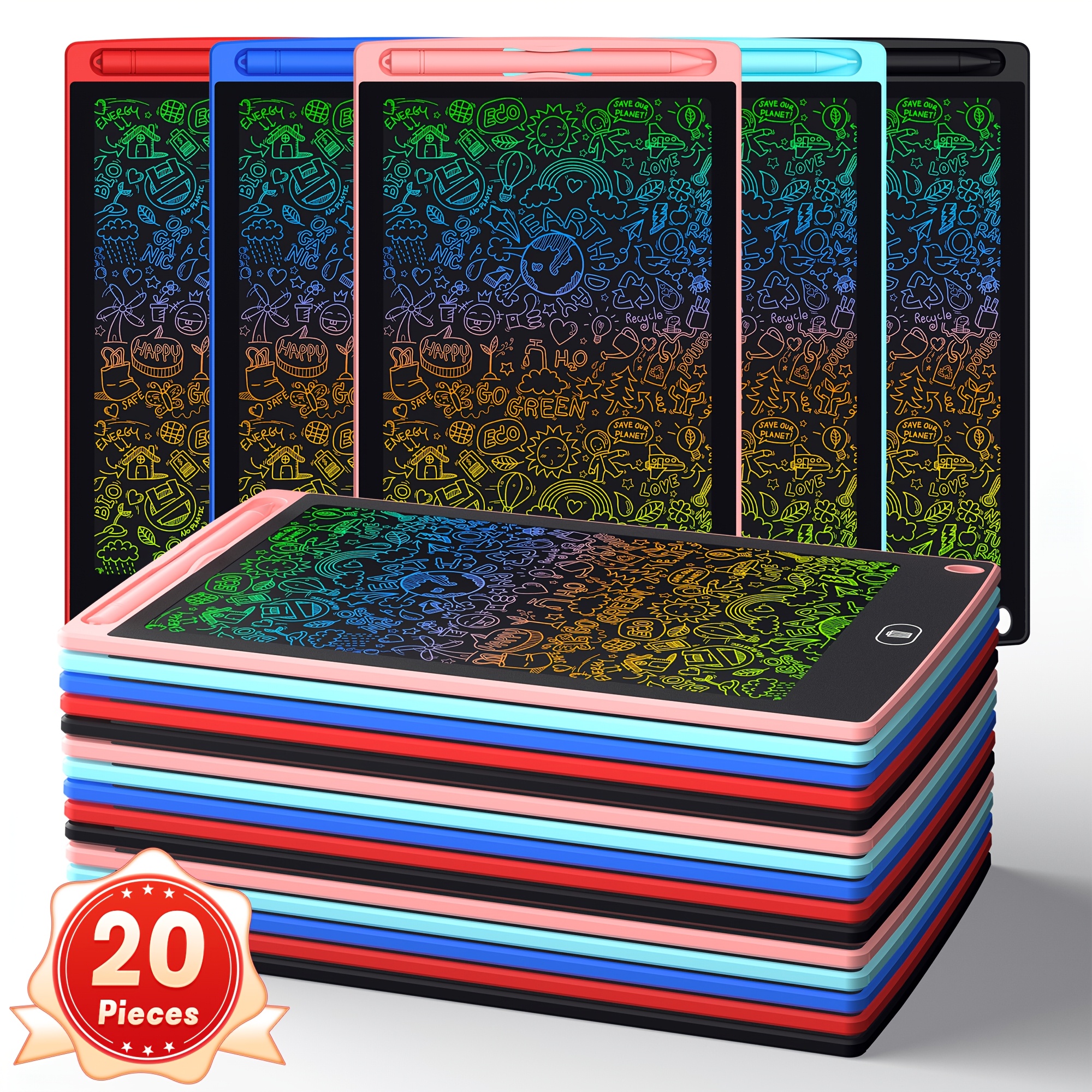 TEMU Lot de 10/20 tablettes d'écriture LCD pour enfants, tablette à dessin colorée de 8,5 pouces, jouets d'apprentissage éducatifs, cadeaux