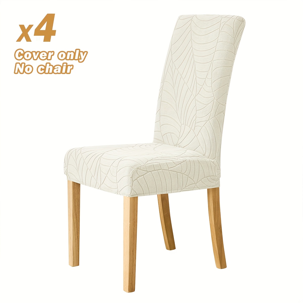 TEMU 4/6pcs Home And Hotel Medium Back Chair Covers With Large Leaf Jacquard, Machine Washable And Reusable