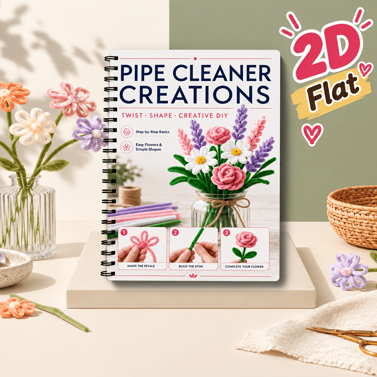 TEMU Pipe Cleaner Notebook, English Version, , Beginner Friendly Craft Projects, Step By Instructions, Easy For Students And Craft Lovers, Perfect