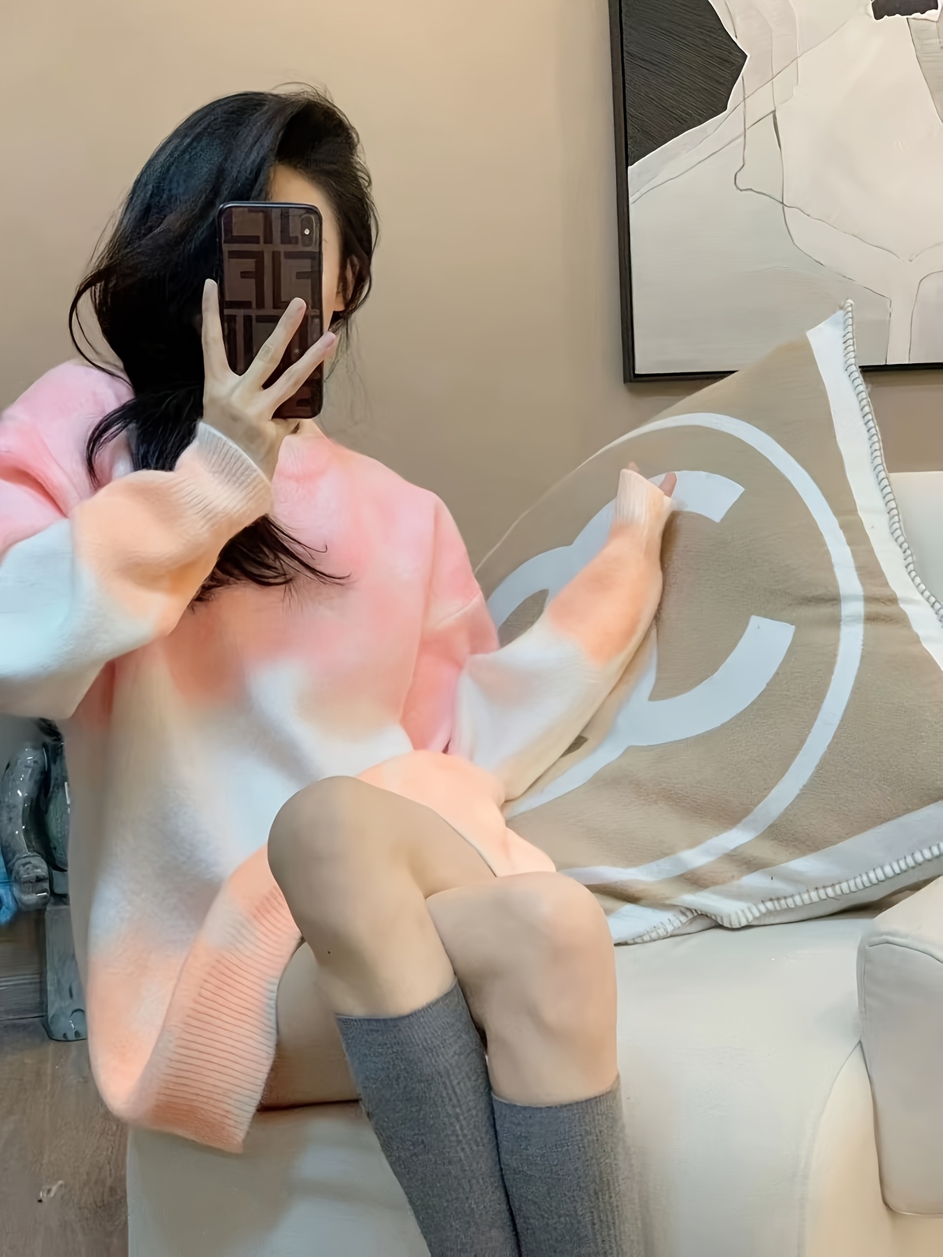 peach sweater sold on Temu United States