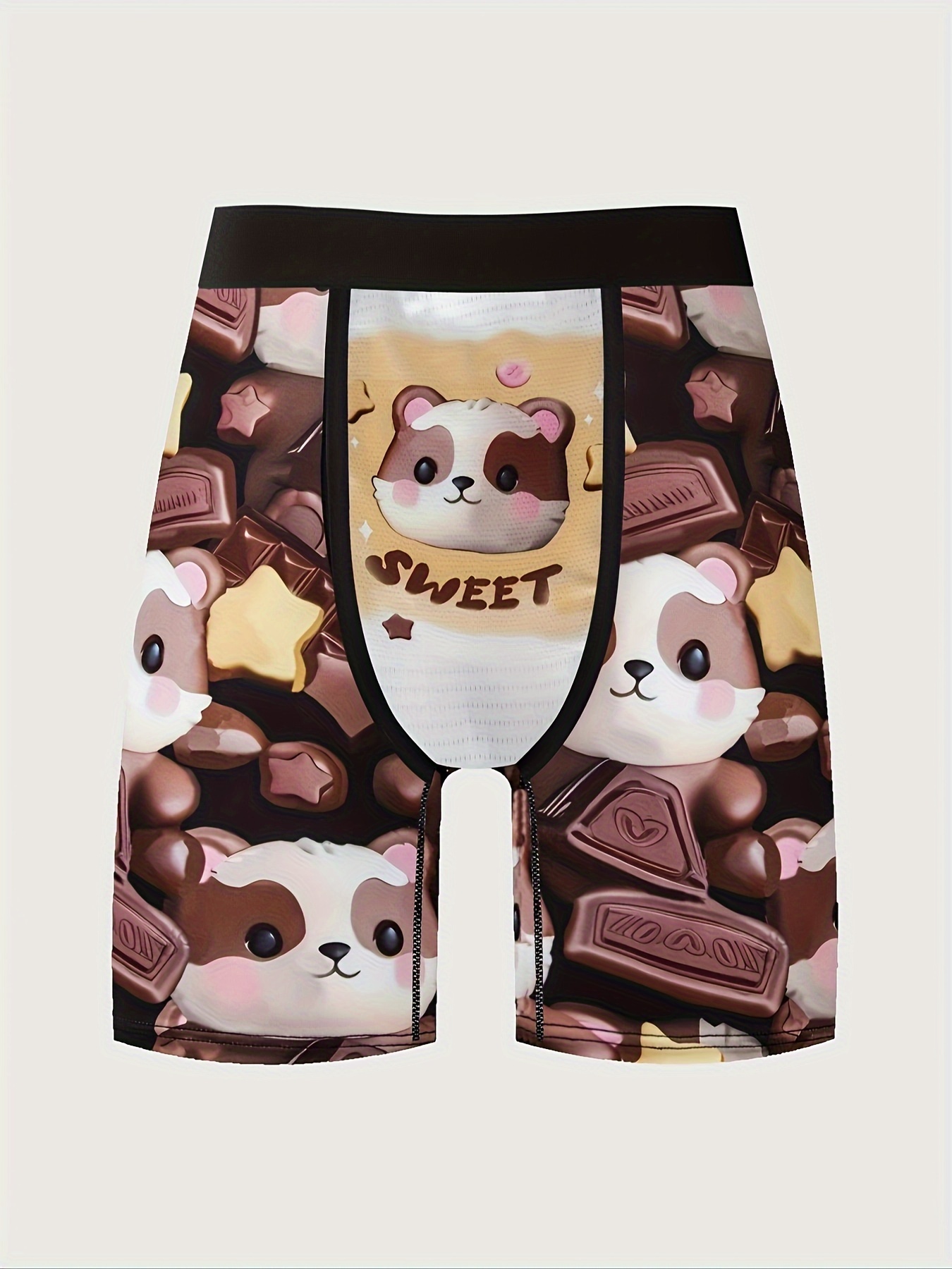 3d Cartoon Chocolate Cat Print Men s Boxer Briefs Casual Temu